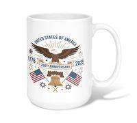 Tazza da caffè in ceramica con aquila, stile patriottico, vintage, con campane e stelle, per anniversario, tazza da tè con manico, ideale per amicizia, famiglia, colleghi, personale, insegnanti, 425,2