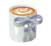 Tazza da caffè in ceramica con - Bow Coffee Cup | Nastro boww mugg | Tazze a nastro affascinante | Bicchiere da tè con impugnatura ergonomica | Drinkware multiuso per bevande con acqua al cioccolato