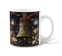 Tazza da caffè in ceramica con campanella, decorata con tulipani e stelle, tazza da tè con manico, ideale per amici, familiari, amanti, anziani, colleghi, 325 ml