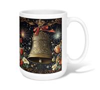 Tazza da caffè in ceramica con campanella, decorata con tulipani e stelle, tazza per cioccolata calda con manico, ideale per amicizia, famiglia, colleghi, personale, insegnanti, 425,2 g