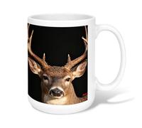 Tazza da caffè in ceramica con cervo, fauna selvatica realistica con occhi di corna nessuno marrone, novità tazza da tè con manico, ideale per amici, familiari, colleghi, amanti anziani, anziani