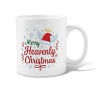 Tazza da caffè in ceramica con citazione di angelo e cappello di Babbo | Illustrazione di ali d'angelo, Tazza da tè, Accenti di fiocco di neve invernale, Sentimento commemorativo sentito