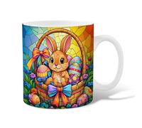 Tazza da caffè in ceramica con coniglio, cestino per uova di Pasqua colorate primaverili pasquali pastello, novità da lavoro, tazze con manico, regalo per amicizia, famiglia, colleghi, personale