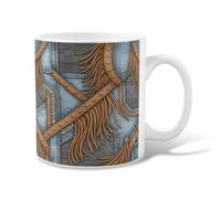 Tazza da caffè in ceramica con frange, in stile rustico, con stelle, marrone, con manico, ideale per amicizia, famiglia, colleghi, insegnanti, personale innamorato, 325 ml