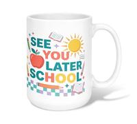 Tazza da caffè in ceramica con frutti, libro estivo con sole, tazza da tè rossa con manico, ideale per amici, familiari, amanti, anziani, colleghi, 425,2 g