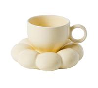 Tazza da caffè in ceramica, con girasoli, in ceramica, set di piattini decorativi, per cucine d'ufficio, caffè, idea regalo per mattina