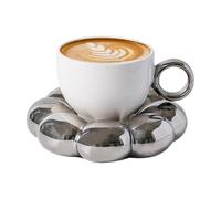 Tazza da caffè in ceramica, con girasoli, in ceramica, set di piattini decorativi, per cucine d'ufficio, caffè, idea regalo per mattina