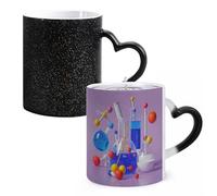 Tazza da caffè in ceramica con illustrazione astratta della scienza chimica, tazza da caffè che cambia il calore, tazza da tè personalizzata, 325 ml, tazza a sublimazione per bevande calde e fredde