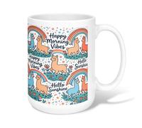 Tazza da caffè in ceramica con lama, divertente e fantasiosa con fiore arcobaleno primaverile, con manico, ideale per amici, familiari, colleghi, amanti, anziani, anziani, 425,2 g