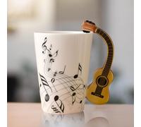 Tazza da caffè in ceramica con manico per chitarra, nota musicale, tazza da tè stampata, tazza da tè, tazza in ceramica, tazza da caffè per la musica preferita, regalo di musica, 250 ml