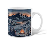 Tazza da caffè in ceramica con montagna e scritta in inglese "Adventure Bear River Fall Blue", con manico, ideale per amici, familiari, colleghi, amanti degli anziani, anziani, 325 ml