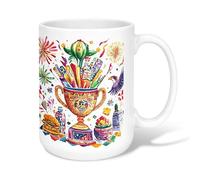 Tazza da caffè in ceramica, con motivo fuochi d'artificio colorati e festeggiati, multicolore, con manico, ideale per amicizia, famiglia, colleghi, insegnanti, personale innamorato, 425,2 g