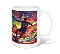 Tazza da caffè in ceramica con motivo giocatore di calcio, con manico, ideale per amici, familiari, colleghi, insegnanti, coppie, dipendenti, 425,2 g