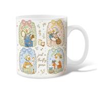 Tazza da caffè in ceramica con oche, fantasiosa tazza vintage con fiocco e fiore N/a pastello novità tazza per cioccolata calda con manico, regalo per amici, familiari, amanti, anziani, colleghi, 325