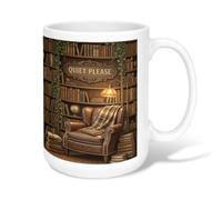 Tazza da caffè in ceramica con poltrona, accogliente lampada da libreria vintage, nessuna marrone, novità tazza per cioccolata calda con manico, ideale per amicizia, famiglia, colleghi, personale