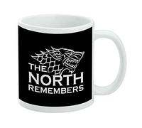 Tazza da caffè in ceramica con scritta "Game of Thrones The North Remembers", idea regalo per caffè, tè e bevande calde, 325 ml, colore bianco