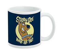 Tazza da caffè in ceramica con scritta "Where Are You Scooby-Doo", idea regalo per caffè, tè e bevande calde, 325 ml, colore bianco