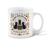 Tazza da caffè in ceramica con scritta "Witchy Cat Calderon", 325 ml | Strega Estetica, Tazza da caffè, Dettagli botanici, Opere d'arte del calderone, Decorazione autunnale stagionale