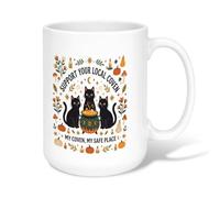 Tazza da caffè in ceramica con scritta "Witchy Cat Calderon", 450 ml | Strega Estetica, Tazza da caffè, Dettagli botanici, Opere d'arte del calderone, Decorazione autunnale stagionale