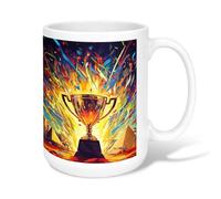 Tazza da caffè in ceramica con trofeo, per celebrare la piramide di fuoco dinamica, tazza da tè con manico, ideale per amici, familiari, colleghi, amanti anziani, anziani, 425,2 g