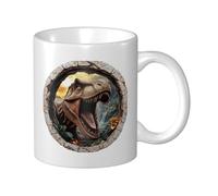 Tazza da caffè in ceramica da 11 once con grande manico e raffigurante un dinosauro feroce, classiche creature antiche, divertente tazza da caffè da uomo, design unici, adulti, tazze da caffè in ceram