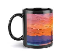 Tazza da caffè in ceramica da 11 once, dipinto a olio Ember Waves, regalo per vacanze, matrimoni, feste, inaugurazione della casa, eccellente per uso domestico e in ufficio.