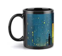 Tazza da caffè in ceramica da 11 once, robusta tazza stampata per uso quotidiano con ombra della finestra e figura danzante, ottima idea regalo per uomini, donne, mamma, papà, San Valentino, annivers