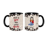 Tazza da caffè in ceramica dipinta con scritta "Just A Girl Who Loves Books", 325 ml, regalo di Natale e compleanno, per lettori di biblioteche e bibliotecari (stile 03)