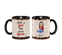 Tazza da caffè in ceramica dipinta con scritta "Just A Girl Who Loves Books", 325 ml, regalo di Natale e compleanno, per lettori di biblioteche, bibliotecari (stile 05)