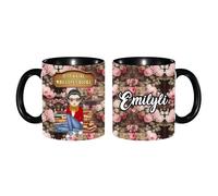 Tazza da caffè in ceramica dipinta con scritta "Just A Girl Who Loves Books", 325 ml, regalo di Natale e compleanno, per lettori di biblioteche e bibliotecari (stile 11)