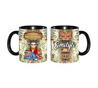 Tazza da caffè in ceramica dipinta con scritta "Just A Girl Who Loves Books", 325 ml, regalo di Natale e compleanno, per lettori di biblioteche e bibliotecari (stile 18)