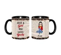 Tazza da caffè in ceramica dipinta con scritta "Just A Girl Who Loves Books", 325 ml, regalo di Natale e compleanno, per lettori di biblioteche e bibliotecari (stile 01)