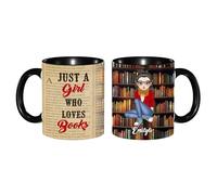Tazza da caffè in ceramica dipinta con scritta "Just A Girl Who Loves Books", 325 ml, regalo di Natale e compleanno, per lettori di biblioteche e bibliotecari (stile 04)