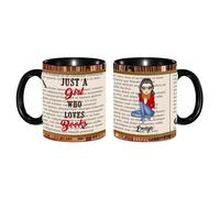Tazza da caffè in ceramica dipinta con scritta "Just A Girl Who Loves Books", 325 ml, regalo di Natale e compleanno, per lettori di biblioteche e bibliotecari (stile 02)