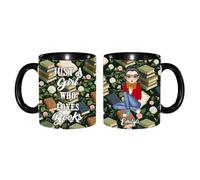 Tazza da caffè in ceramica dipinta con scritta "Just A Girl Who Loves Books", 325 ml, regalo di Natale e compleanno, per lettori di biblioteche e bibliotecari (stile 07)