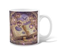 Tazza da caffè in ceramica, fantasiosa lanterna con stella, autunno viola, tazza con manico, ideale per amici, familiari, amanti, anziani, colleghi, 325 ml