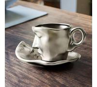 Tazza da caffè in ceramica Kiss of The Face con piattino per compleanno,