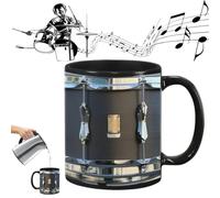 Tazza da caffè in ceramica nera vintage da 325 ml, con manico, per caffè, tè, latte e frappè, stampa piatta ma sembra tridimensionale