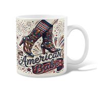 Tazza da caffè in ceramica patriottica vintage con stelle e strisce rosse per il 4 luglio, con manico, ideale per amici, familiari, colleghi, insegnanti, coppie, dipendenti, 325 ml