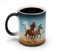 Tazza da caffè in ceramica sensibile al calore con manico che cambia colore con cavallo che corre, regali divertenti 325 ml