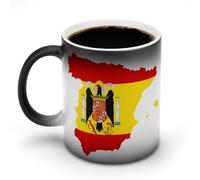 Tazza da caffè in ceramica sensibile al calore con manico con bandiera della Spagna che cambia colore, regalo divertente, 325 ml