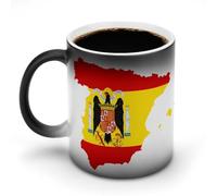 Tazza da caffè in ceramica sensibile al calore con manico con bandiera della Spagna che cambia colore, regalo divertente, 325 ml