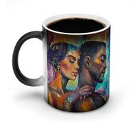 Tazza da caffè in ceramica sensibile al calore con manico con scritta "African Queen", con pittura che cambia colore, 325 ml