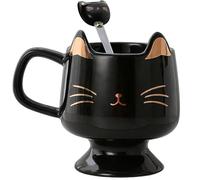 Tazza da caffè in ceramica, simpatica tazza da tè con gatto, regalo divertente per donne e ragazze per gli amanti dei gatti (nero)