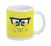 Tazza da caffè in ceramica SpongeBob Nerd Face, novità regalo per caffè, tè e bevande calde, 325 ml, bianco