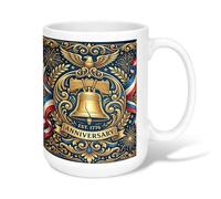 Tazza da caffè in ceramica, stile patriottico vintage, con aquila, stelle, anniversario, oro, tazza da tè con manico, ideale per amicizia, famiglia, colleghi, insegnanti, personale innamorato, 425,2 g