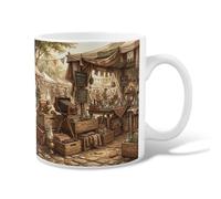 Tazza da caffè in ceramica, stile vintage, rustica, con lanterna, nessuna marrone, tazza da tè con manico, ideale per amicizia, famiglia, colleghi, personale, insegnanti, 325 ml