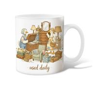 Tazza da caffè in ceramica, stile vintage rustico, con specchio, nessuna calda tazza da tè beige con manico, regalo per amicizia, famiglia, colleghi, personale, insegnanti, 325 ml