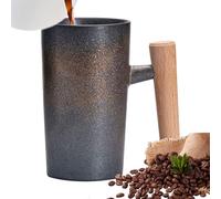 Ṫazza Da Caffè In Ceramica - Ṫazza Per Acqua Da 220 Ml, Bicchieri Ergonomici, Manico In Legno Con Corpo In Ceramica Artistica | Portatile Da Viaggio Cerimonia Del Tè Colazione Preparazione Del Caffè B
