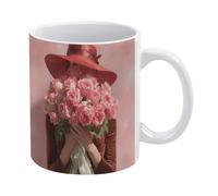 Tazza da caffè in ceramica, tazza robusta da 11 once con stampa "Sussurri di rose rosa", idea regalo per uomini, donne, mamma, papà, anniversario, matrimonio, perfetta per casa o ufficio.